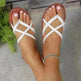 Cross-woven Design Thong Sandals Summer Flat Shoes Women Flip Flops Slides Casual Vacation Beach Slippers - EX-STOCK CANADA