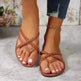 Cross-woven Design Thong Sandals Summer Flat Shoes Women Flip Flops Slides Casual Vacation Beach Slippers - EX-STOCK CANADA
