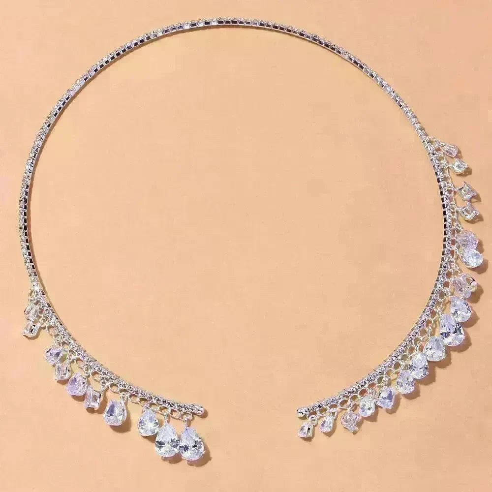Crystal Rhinestone Collar Necklace for Women Weeding Bridesmaid Necklace Gold and Silver Necklace - EX-STOCK CANADA