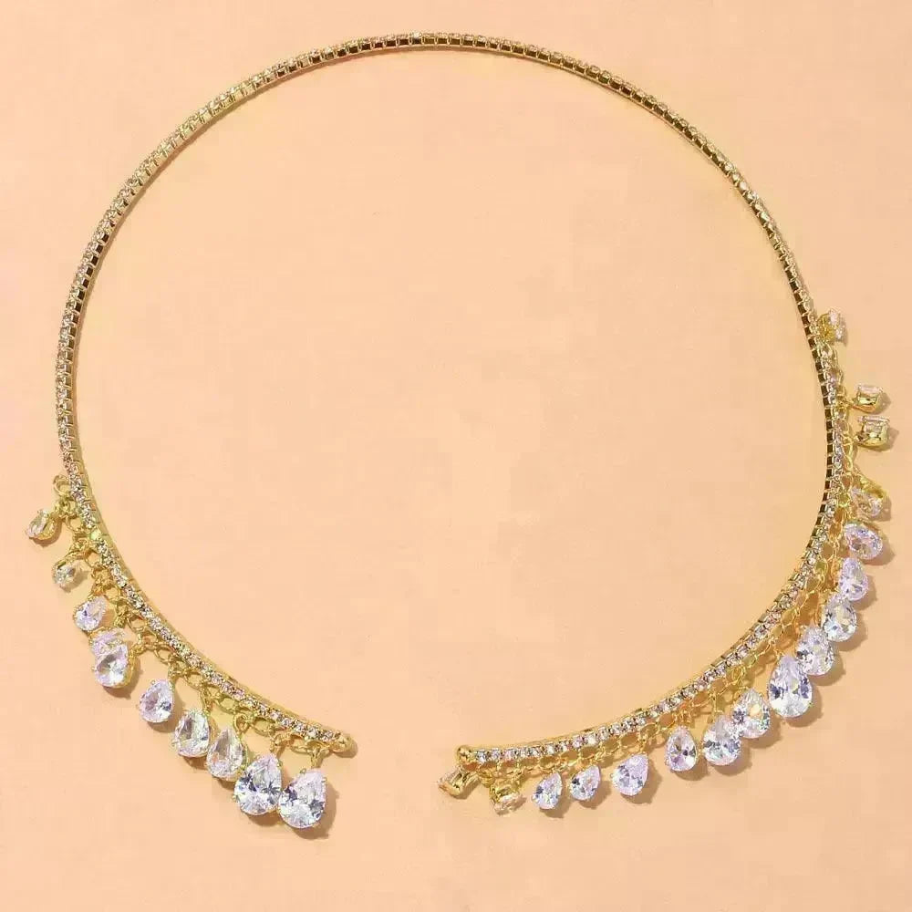 Crystal Rhinestone Collar Necklace for Women Weeding Bridesmaid Necklace Gold and Silver Necklace - EX-STOCK CANADA