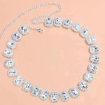 Crystal Rhinestone Fashion Square Stone Necklace for Women Wedding Bridesmaid Necklaces - EX-STOCK CANADA
