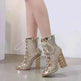 Crystal thick heel mesh hollow high heel - EX-STOCK CANADA