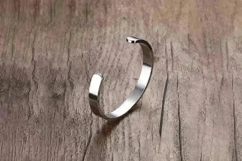 Custom Laser Engraving Smooth Stainless Steel Fine Bangle Jewelry C-shaped Bracelet - EX-STOCK CANADA