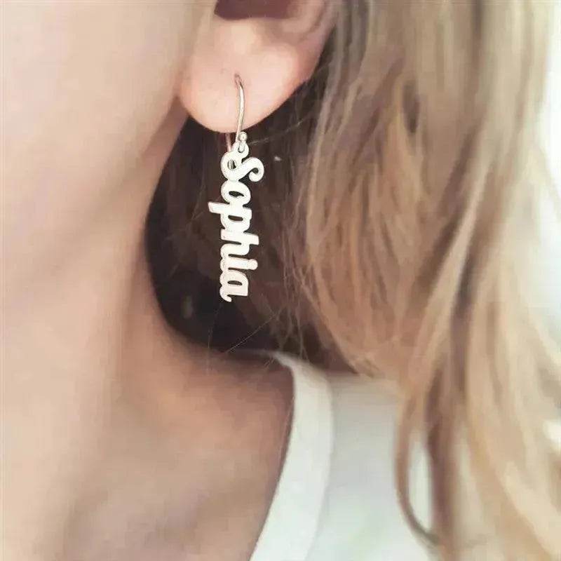 Custom Vertical Name Earrings Dangle Jewelry for Women Stainless Steel - EX-STOCK Canada