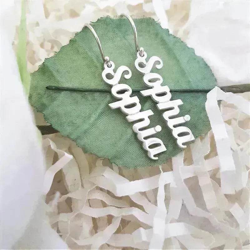 Custom Vertical Name Earrings Dangle Jewelry for Women Stainless Steel - EX-STOCK Canada