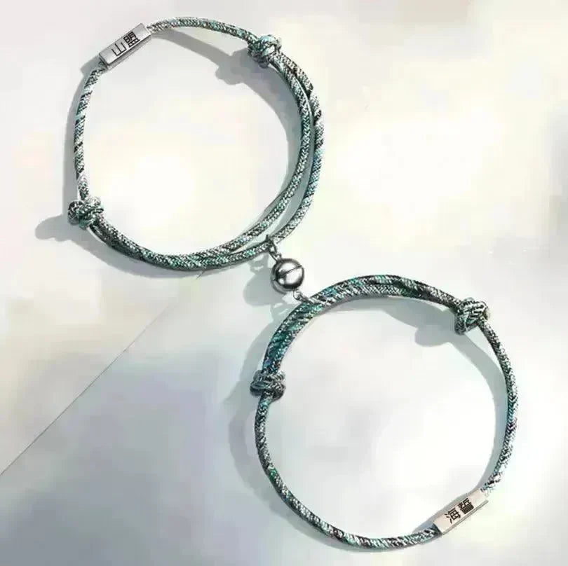 Customized Name Bracelet Pledge of Eternal Love Magnet Attracts Each Other Staniless Steel Couples Bracelet - EX-STOCK CANADA