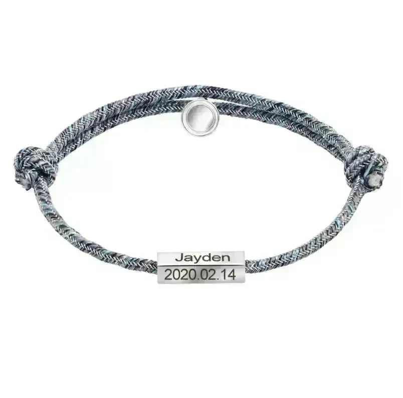 Customized Name Bracelet Pledge of Eternal Love Magnet Attracts Each Other Staniless Steel Couples Bracelet - EX-STOCK CANADA