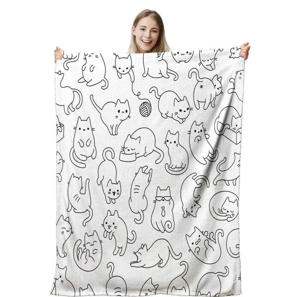 Cute Cat Digital Printing Flannel Blanket - EX-STOCK Canada
