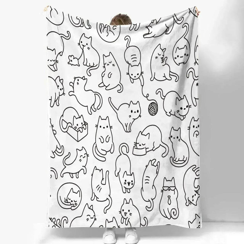 Cute Cat Digital Printing Flannel Blanket - EX-STOCK Canada