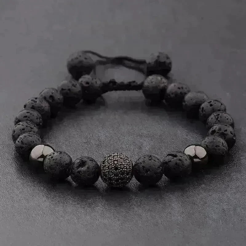 CZ Zircon Pave Lava Weaving Bracelet Men Beads - EX-STOCK CANADA