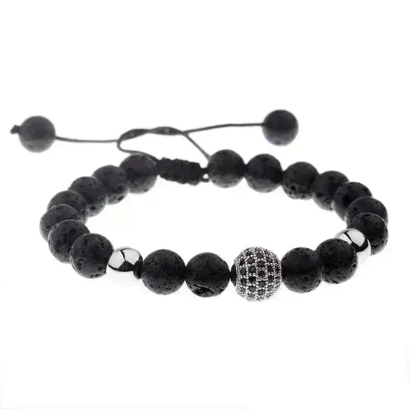 CZ Zircon Pave Lava Weaving Bracelet Men Beads - EX-STOCK CANADA