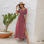 Elegant Off shoulder Spring Summer Maxi dress Slit Chiffon maxi dress for Beach vacation resort travel - EX-STOCK Canada