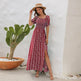 Elegant Off shoulder Spring Summer Maxi dress Slit Chiffon maxi dress for Beach vacation resort travel - EX-STOCK Canada