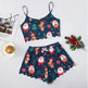 Christmas European And American Thin Pajamas Women's Sleeveless Shorts Milk Silk Simple Casual Two-piece Suit Homewear - EX-STOCK CANADA