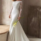 Satin Lace Long-Sleeve Wedding Dress, White & Ivory, US0–26W 9