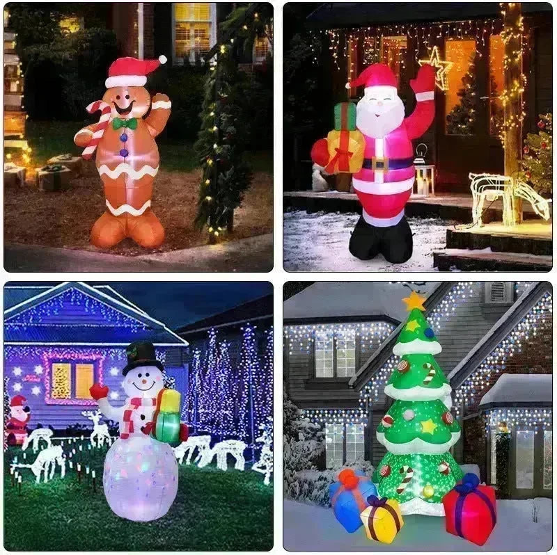 Christmas LED Lights Glowing Santa Tree Snowman Inflatable Doll Outdoor Yard Garden Decor - EX-STOCK CANADA