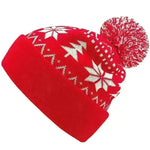 Jacquard Christmas Fluffy Ball Cap Thermal Head Cover Knitted Hat - EX-STOCK CANADA