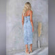 Women's Fashion Personalized Sleeveless Sling Denim Split Midi fitted Dress - EX-STOCK Canada