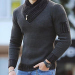 Independent Station Casual Slim Knit Pullover Long-sleeved Scarf Collar Sweater Men's EX-STOCK Canada 
