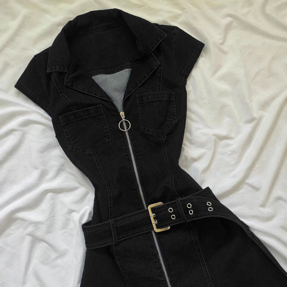 Retro Sleeveless Denim Dress For Bold Chic Girls 