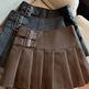 Women's American-style Vintage Mini Pleated Leather Skirt - EX-STOCK Canada