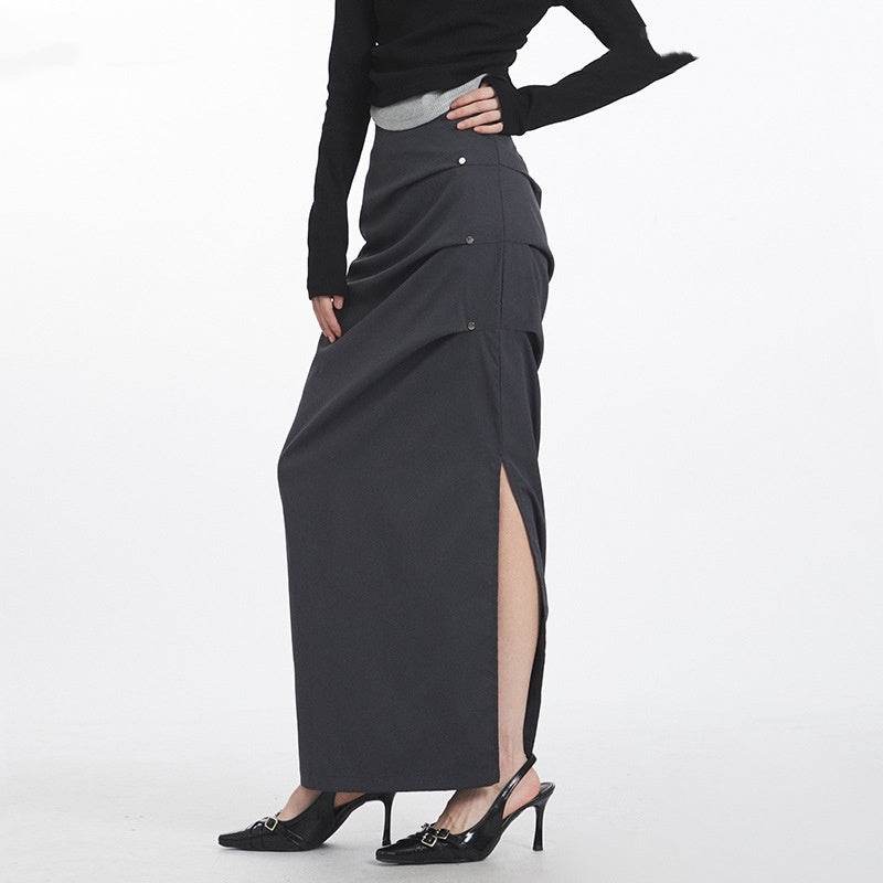 Retro Design Casual Temperament Side Slit long Pencil Skirt for work - EX-STOCK Canada