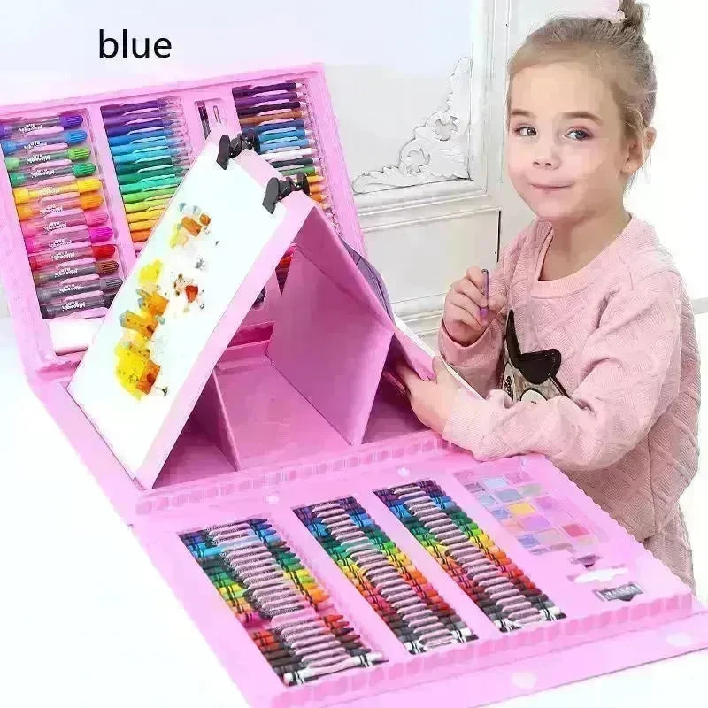 Double Panel Easel Version Watercolor Pen Set Brush Crayon Oil Pastel Children Painting Coloring Drawing Art set. - EX-STOCK CANADA