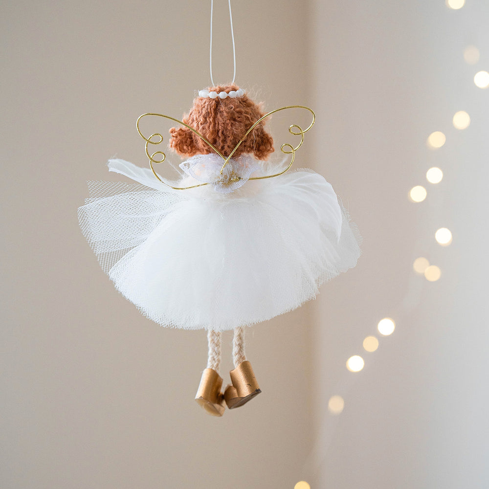 Christmas White Tulle Skirt Golden Wings Angel Girl Pendant EX-STOCK Canada 
