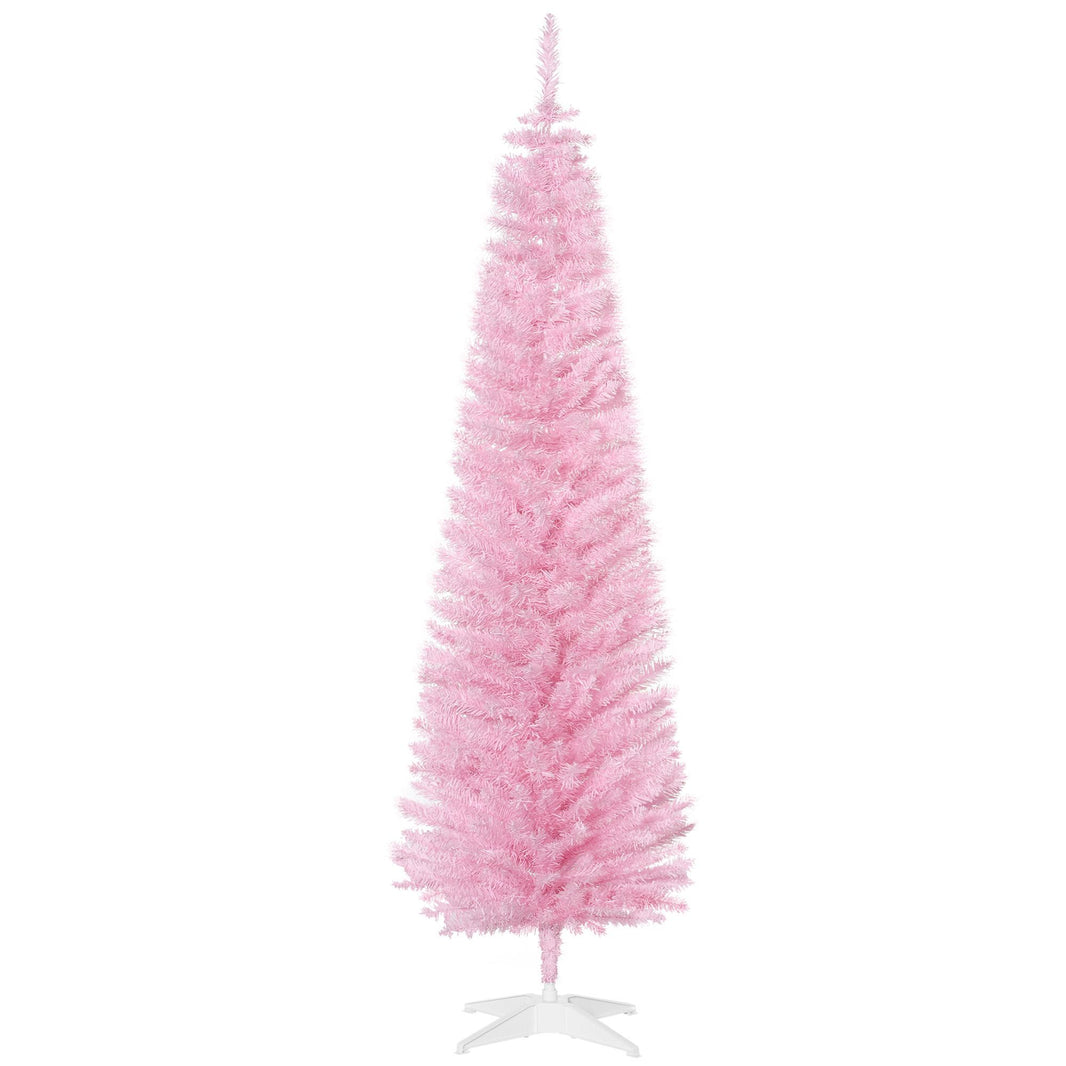 6' Pencil Christmas Tree, Slim Artificial Xmas Tree With Realistic Branches, Sturdy Metal Stand, Pink EX-STOCK Canada 