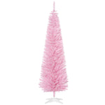 6' Pencil Christmas Tree, Slim Artificial Xmas Tree With Realistic Branches, Sturdy Metal Stand, Pink EX-STOCK Canada 