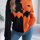 Fall And Winter Halloween Spooky Pumpkin Contrast Long Sleeve Pullover Sweater Women's Clothing - EX-STOCK Canada