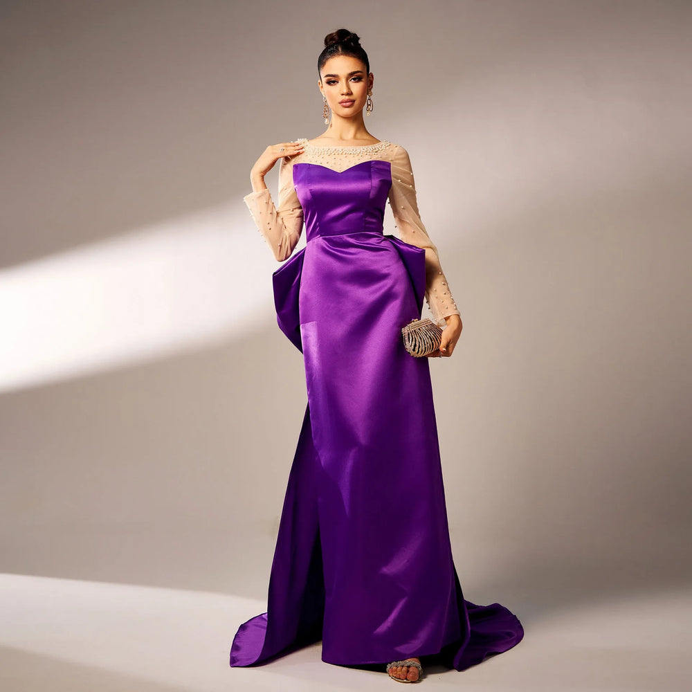 Long Sleeve Evening Party Dress - EX-STOCK CANADA