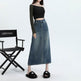 High Waisted Denim Skirt Design Pocket back Slit Retro Hip-wrapped Midi Skirt - EX-STOCK Canada