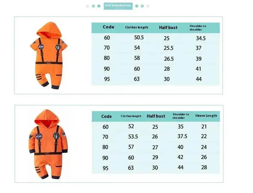 Space Suit Summer Long-sleeved Jumpsuit Holiday Pullover Clothes Baby boy Astronaut costume - EX-STOCK Canada