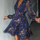 Casual V-neck Elegant Summer Spring Long Sleeve Chiffon Floral mini Dress - EX-STOCK CANADA