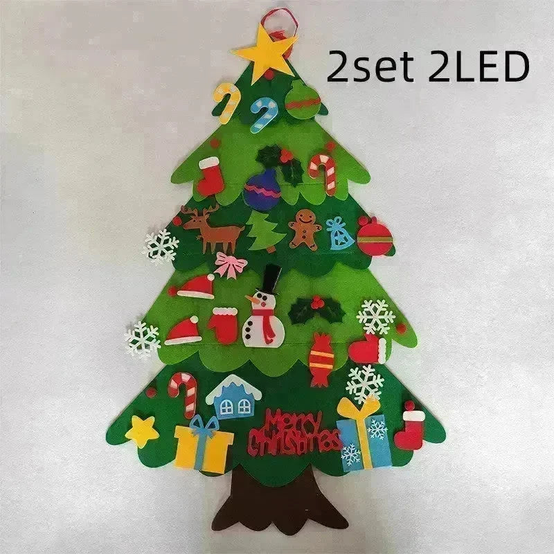 DIY Felt Christmas Tree New Year Toddler Kids Handmade Gift Toys Door Wall Hanging Ornaments Holiday Party Home Decor Set - EX-STOCK CANADA
