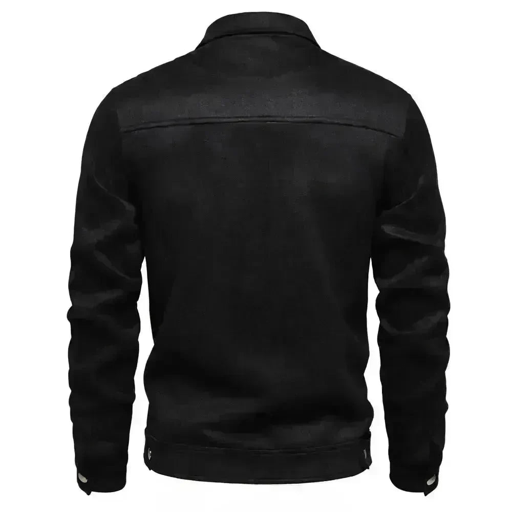 Fashion Lapel Zipper Jacket Autumn And Winter Solid Suede Coat Men's Clothing Outdoor - EX-STOCK CANADA