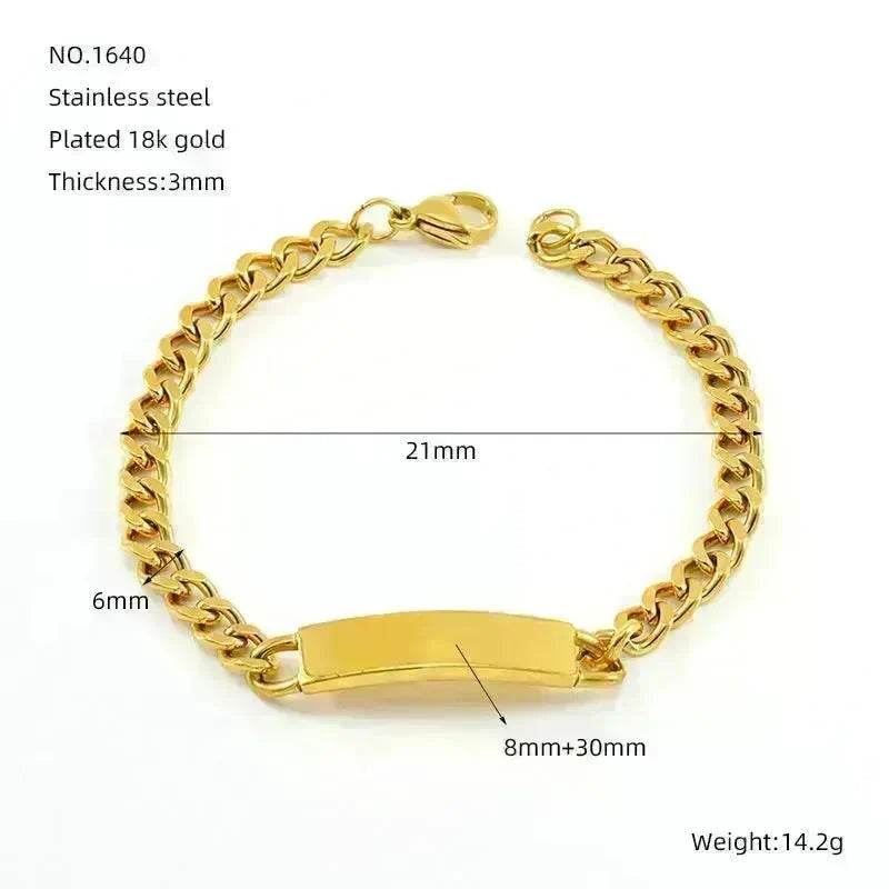 Fashion Stainless Steel Cuban Link Chain Bracelet Numbers - EX-STOCK CANADA