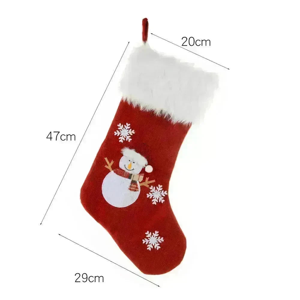 New Christmas Ornament With Light Burlap Embroidery Sock Gift Bag - EX-STOCK CANADA
