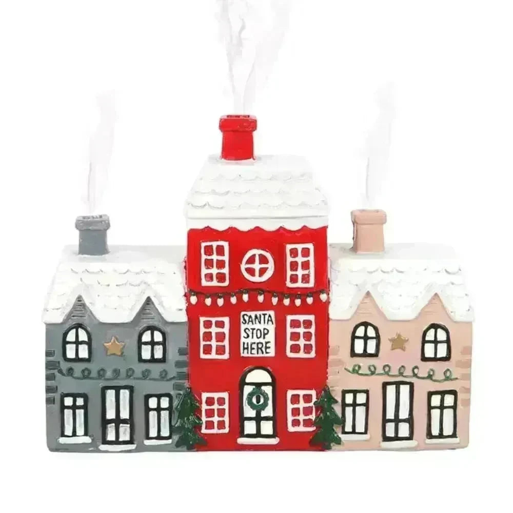 Christmas Small House Decorations Resin Winter Incense Cone Burner Decoration Landscape Decorative Gift - EX-STOCK CANADA