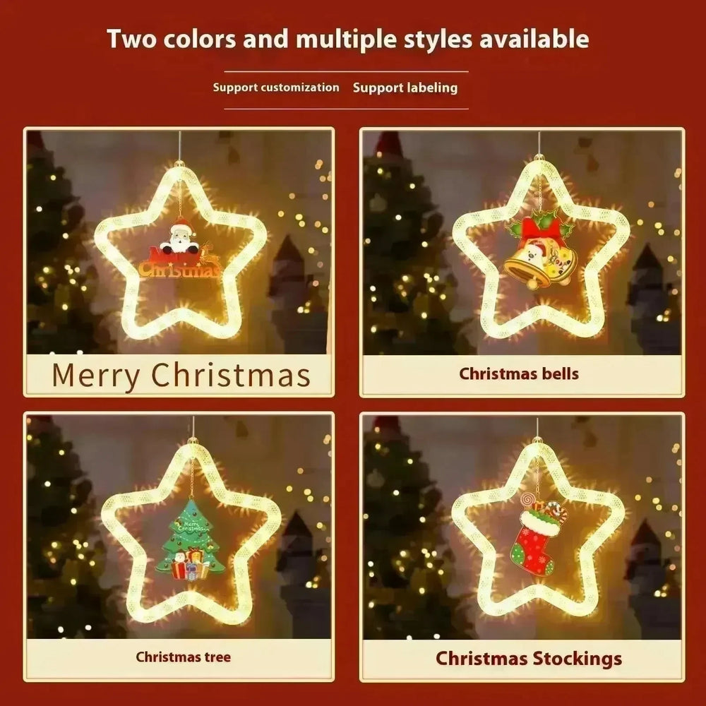Christmas Pendant Decoration Christmas Atmosphere Led Lights Led Christmas Star Light Decoration For Window Door For Holiday - EX-STOCK CANADA
