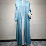 Abaya two piece set Elegant Satin Plain Color Abaya Kimono Open front Abaya Dubai Abaya wear for Middle East Women - EX-STOCK Canada