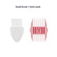 A hair clipper accessory set featuring a small white brush and a pink limit comb guide, shown on a plain white background with the text 'Small brush + limit comb' above.