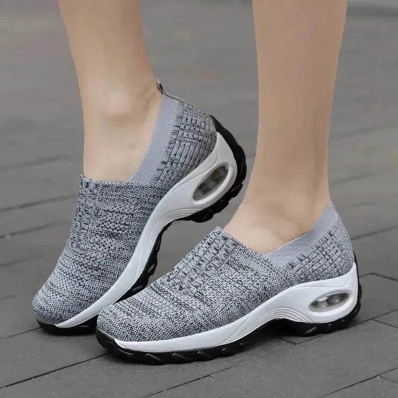 Mesh Sports Shoes Breathable Slip On Air Cushion Sneakers Casual Thick Bottom Heightened Shoes for Women - EX-STOCK Canada