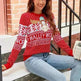 Women's Christmas Sweater Reindeer Xmas Snowflake Christmas Tree Patterns Knitted Sweater Long Sleeve Elk Letter Printed Pullover - EX-STOCK CANADA