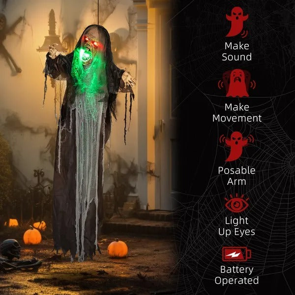 6' Life Size Decoration Animatronic Green Big-mouth Monster Outdoor Halloween, Sound And Motion Activated EX-STOCK Canada 