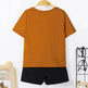 Striped Printed Round Neck Pullover T-shirt Shorts Suit - EX-STOCK Canada