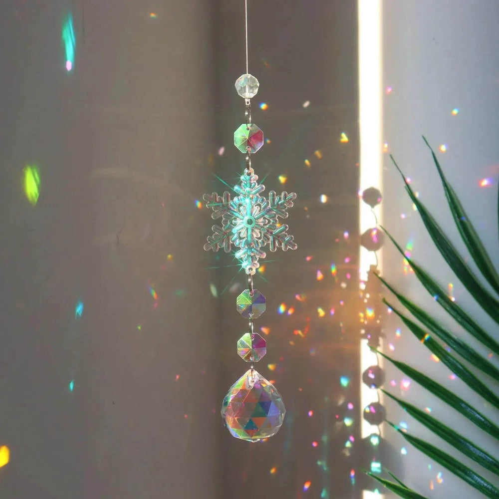 Christmas Colorful Snowflake Crystal Sun Catcher Ice Pillar Pendant Window Christmas Tree Decoration Party Pendant Christmas Decorations - EX-STOCK Canada