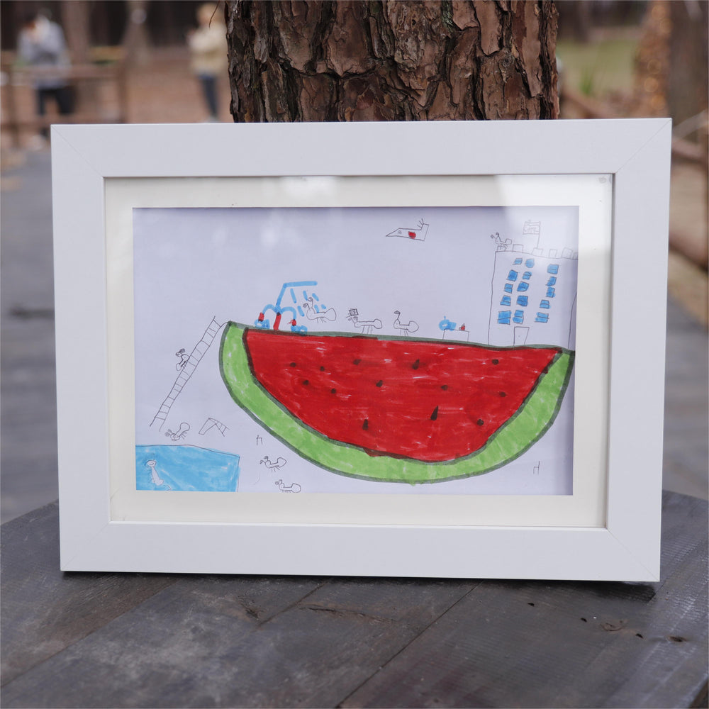 Children's Wooden Art Display Frame – Folding Front-Opening Storage, Black/White/Wood, A4/A3/8K