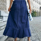 Ladies Fashion Casual Ruffled Blue Denim Maxi Skirt Women - EX-STOCK Canada